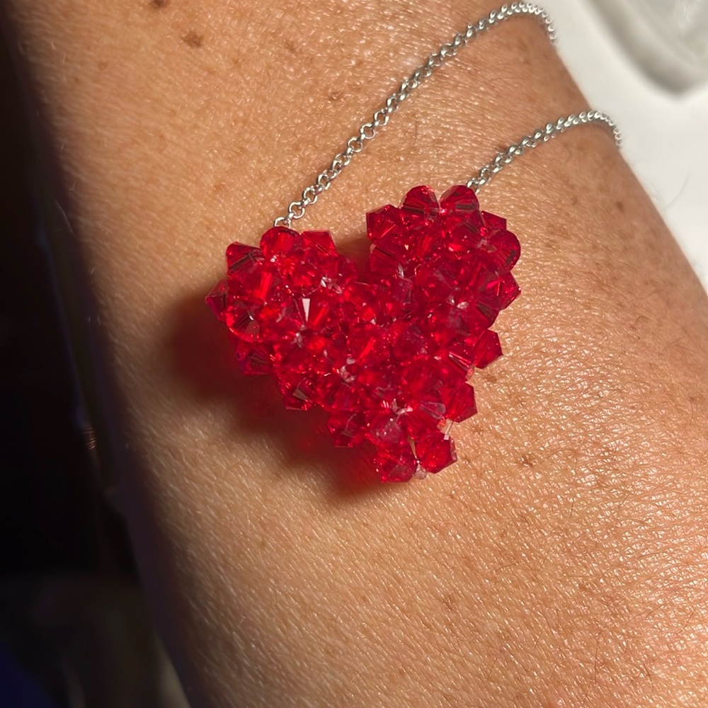 Swarovski ❤️ necklace w/sterling silver chain. Handmafe by women in Hait…